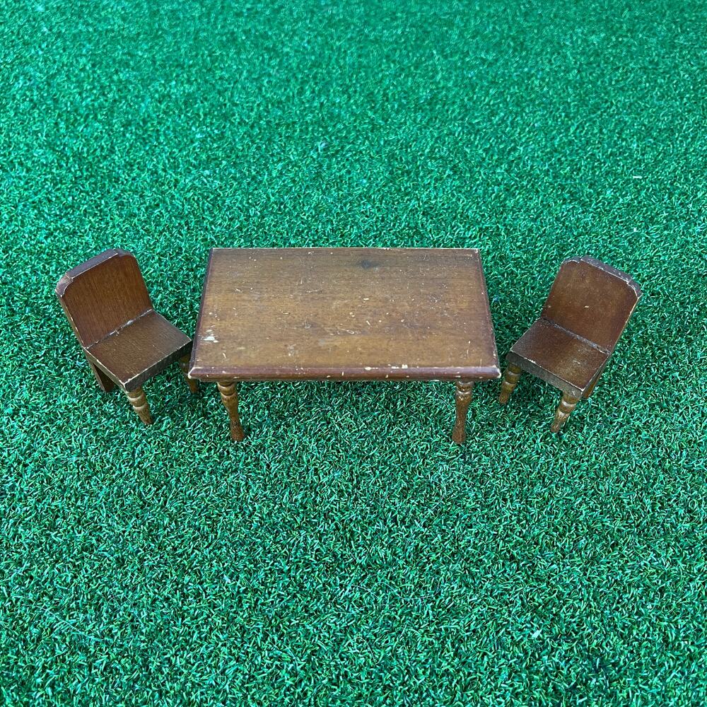 Vintage Miniature Dollhouse Furniture Wooden Dining Table Set